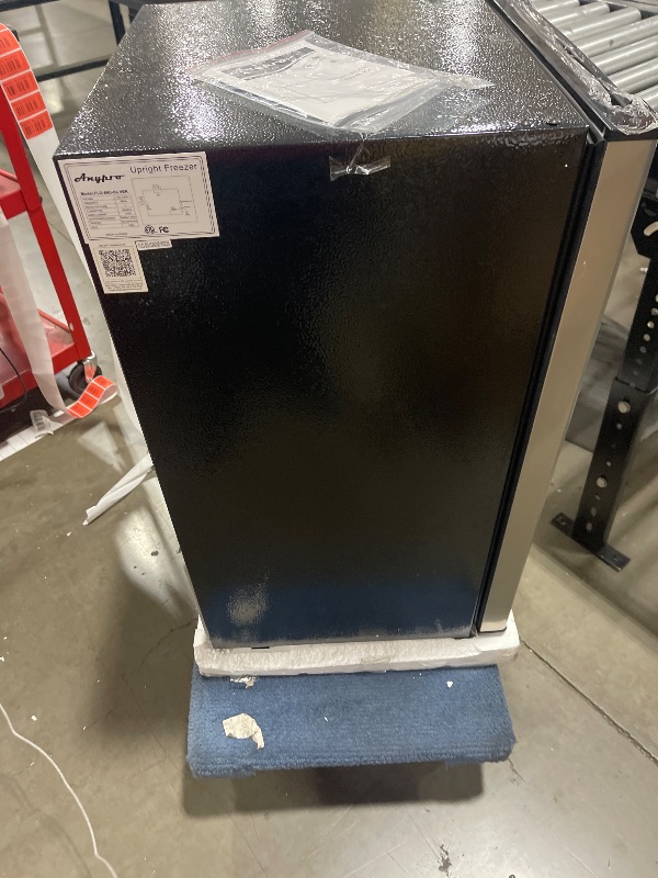 Photo 1 of Upright Freezer with Reversible Single Door, 3.5 Cubic Feet Stainless Steel Compact Freezer, Silver Adjustable Thermostat Removable Shelves Mini Freezer, Applicable to Home, Kitchen, Office
