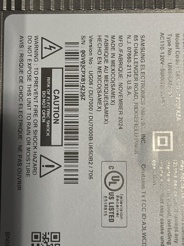 Photo 1 of SAMSUNG 65-Inch Class Crystal UHD 4K DU7200 Series HDR Smart TV w/Object Tracking Sound Lite, PurColor, Motion Xcelerator, Mega Contrast, Q-Symphony (UN65DU7200, 2024 Model)