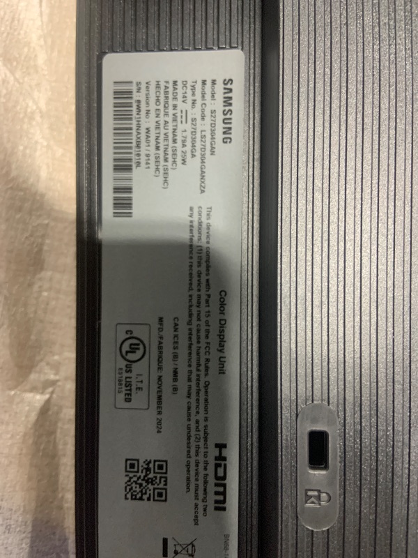 Photo 1 of SAMSUNG 27" (S30GD) Essential Monitor with IPS Panel and Tilt Only Stand, 100Hz Refresh Rate, Ergonomic Design, Advanced Eye Care, Game Mode, LS27D304GANXZA
