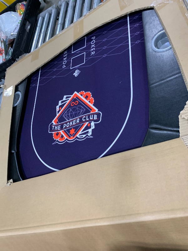 Photo 1 of RAYKEEP 71 Inch Poker Table Foldable, 8 Player Folding Poker Tables w/Collapsible Legs, Casino Grade Felt, Padded Rails and Cup Holders, Portable Poker Table for Texas Holdem Poker and Blackjack