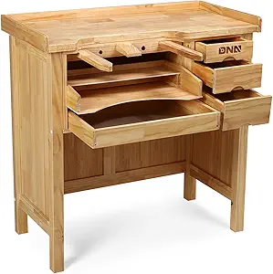 Photo 1 of DNA MOTORING Heavy Duty Wood Workbench, Wooden Workbench with 5 Drawers for Workshop, Garage, W/Adjustable Handle, TOOLS-00524
