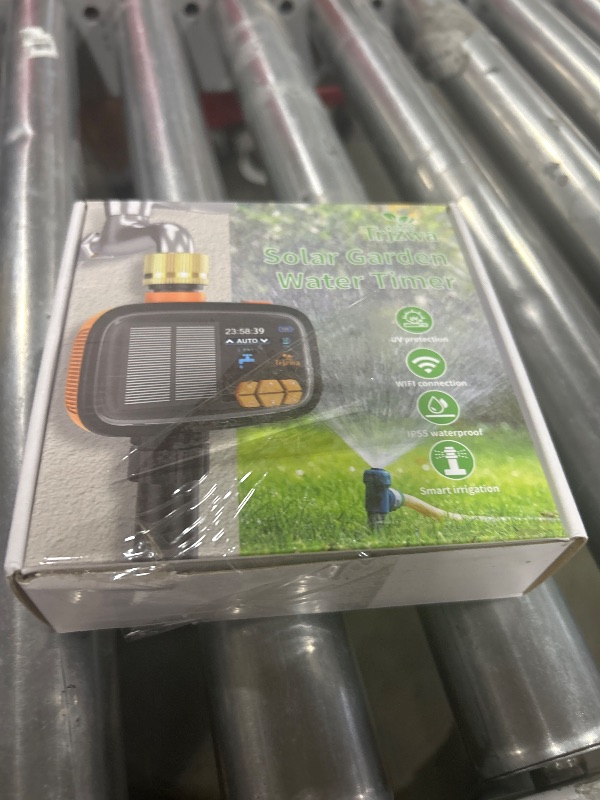 Photo 1 of Solar Sprinkler Timer TRJZWA Water Timer, Irrigation System for Garden Hose Solar&USB-C Charging Smart Water System with Rain Delay/Manual/Automatic Watering Mode Build in 2000mAh for Lawn/Yard/Garden