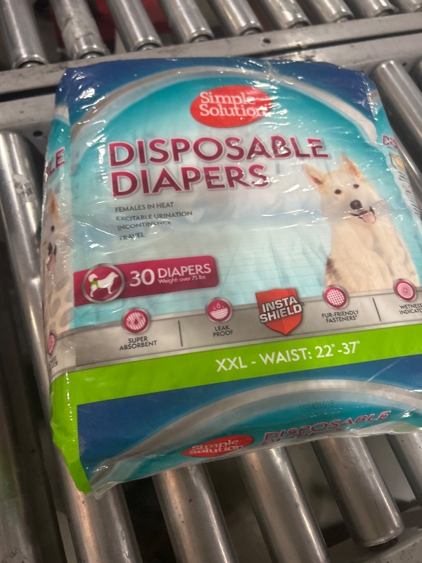 Photo 1 of Simple Solution Dog Diapers Female, Dog Diapers, Potty Training, Super Absorbent, Breathable, Wetness Indicator for Urination, 22-37 Inch Waist, (XXL, 30ct)