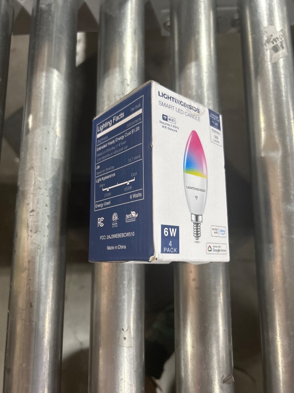 Photo 1 of Lightinginside Smart Candelabra LED Bulbs 60 Watt Equivalent, 500LM 6W, E12 LED Bulb Compatible with Alexa/Google Assistant/Smart Life, RGBCW Candle, No Hub Required, 2.4G WiFi Only, ETL Listed, 4PCS