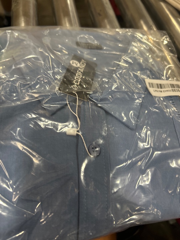 Photo 1 of COOFANDY Men's Casual Button Down Shirts Long Sleeve Cuban Shirts Summer Linen Shirts Blue