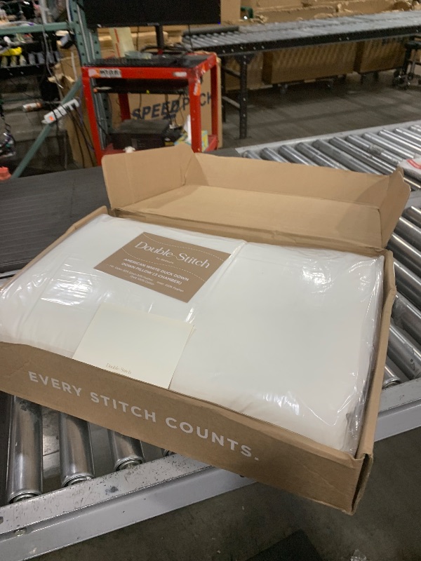 Photo 1 of Double Stitch Down Pillow, 3-Chamber White Bed Pillow for Sleeping, Sourced in America, Made in Canada, Luxury 400 Thread Count 100% Cotton Shell, 700 Fill Power, Firm, Queen, 20" x 30"