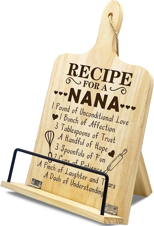 Photo 1 of Nana Gifts, Gifts for Nana on Birthday, Foldable Chef Carved Folding Cookbook Stands, Mothers Day Grandma Gifts from Grandkids