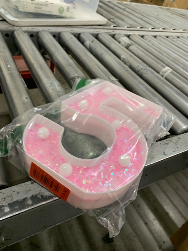 Photo 1 of Pooqla Marquee Numbers Lights, light up Numbers Battery Powered, Glitter Lighted Numbers for Girls 5th Birthday Party, Shiny LED Numbers for Christmas Wedding Home Bar Decoration, Pink Number 5