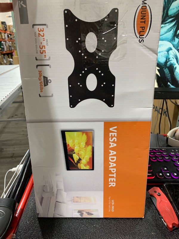 Photo 1 of Mount Plus 201D VESA Monitor and TV Mount Extender Conversion Kit | 100x100, 200x200 Convert to 400 x 200 Adapter Plate for TV Wall Mounts | Heavy Duty and Hardware Included