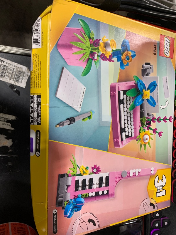 Photo 1 of LEGO Creator 3 in 1 Typewriter with Flowers - Birthday Gift for Kids - Building Toy with 3 Building Options, Typewriter, Flowerpot with Pen & Notebook, or Keytar - 31169
