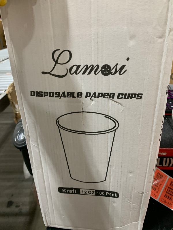 Photo 1 of Lamosi 100 Count 12 oz Kraft Paper Cups, Disposable Hot/Cold Paper Coffee Cups, 12 Ounce Beverages Cups, Water Cups for Party Picnic Travel and Events
