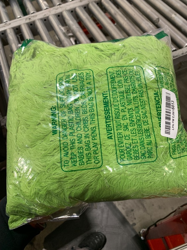 Photo 1 of WERDIM Shaggy Fluffy Faux Fur Pillowcases 2 Pack Button Closure Velvet Pillow Shams King Size (Apple Green, 20 X 36 Inches)