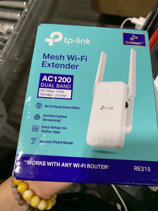 Photo 1 of TP-Link AC1200 WiFi Extender, 2025 Wirecutter Best WiFi Extender, 1.2Gbps home signal booster, Dual Band 5GHz/2.4GHz, Up to 1600 Sq.ft and 32 Devices, EasyMesh Compatible, One Ethernet Port (RE315)