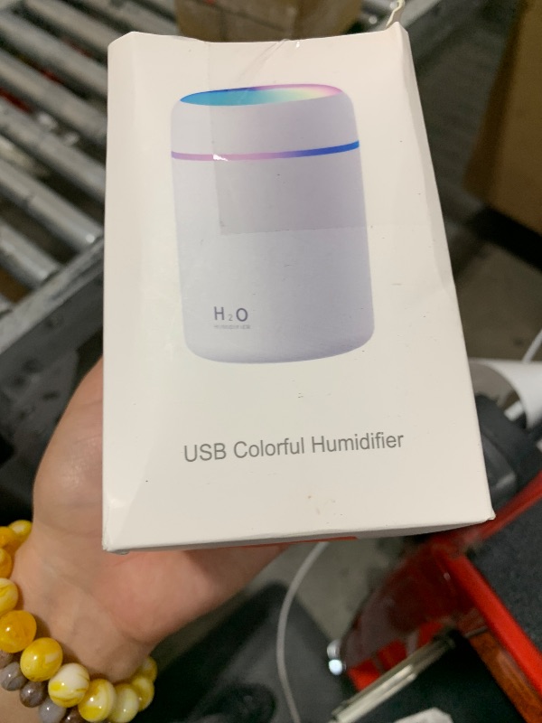 Photo 1 of Portable Mini Humidifier, Colorful, Cool Mist, USB Powered. Perfect for Bedroom, Office & Car (300ml, White)