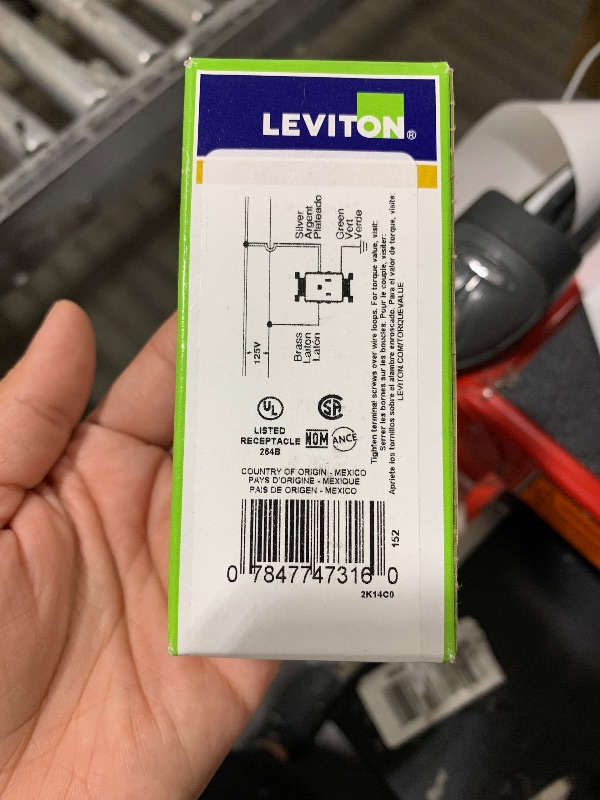 Photo 1 of Leviton 16241-W 15 Amp, 125 Volt, Decora Plus Single Receptacle, Straight Blade, Commercial Grade, Self-Grounding, White