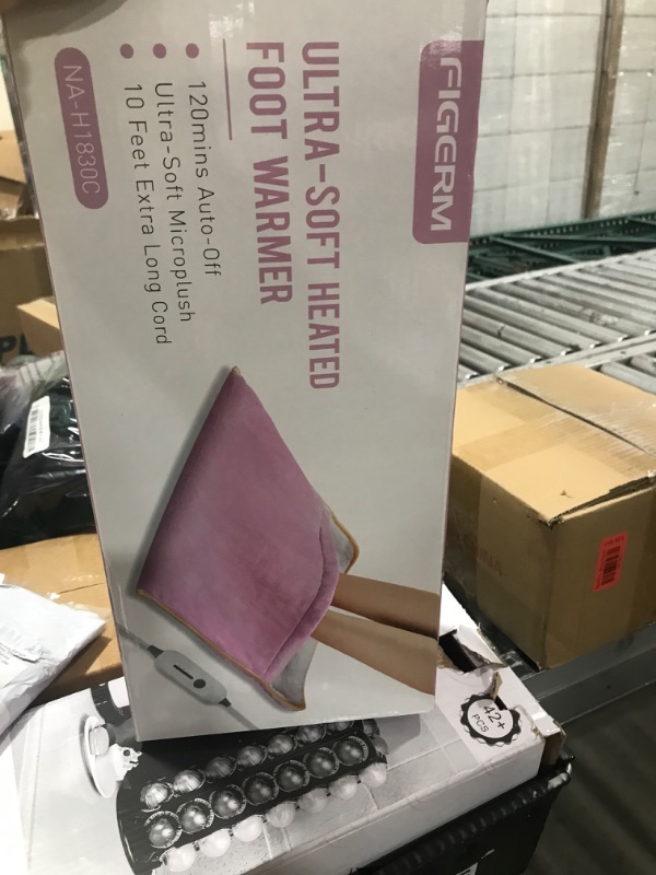 Photo 1 of Foot Warmer Electric, Heating Pad King Size Ultra Soft Flannel, Extra Large for Bed, Abdomen, Feet, Back, Cramp, Office/Home Under Desk, 10ft Cord, Auto Off, 22" x 20" - Pink