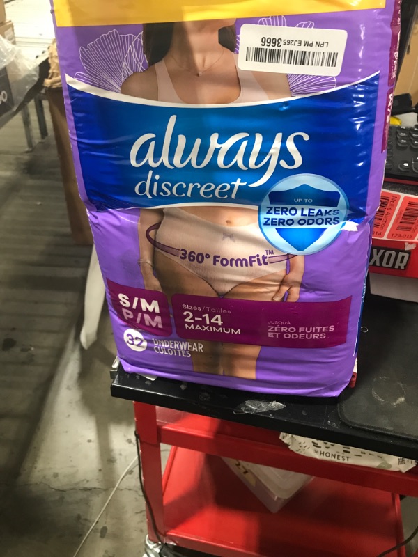Photo 1 of Always Discreet Incontinence & Postpartum Incontinence Underwear for Women, Small/Medium, Maximum Protection, 32 Count