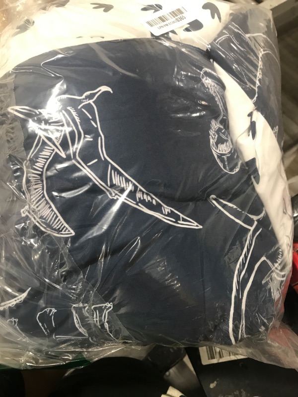 Photo 1 of Jundetye 4 Pieces Dinosaur Toddler Bedding Set for Boys, Soft Breathable Toddler Comforter Set, Dino Print Navy, Includes Reversible Comforter, White Fitted Sheet and Flat Sheet, Pillowcase