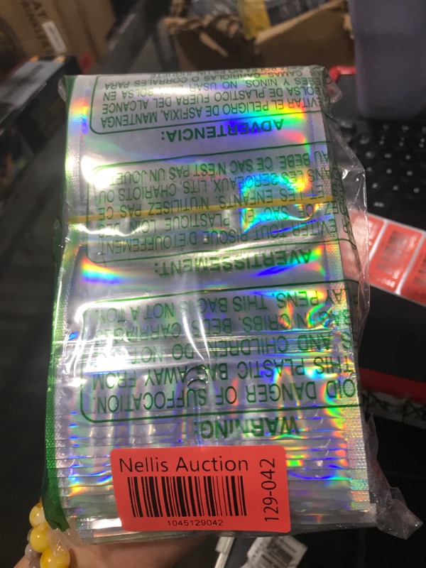 Photo 1 of 100 Pcs Holographic Resealable Packaging Bags for Small Business Supplies, Cute Small Color Smell Proof Foil Pouch Plastic Baggies for Lip Gloss Soap Party Food Storage (4x6 inch)