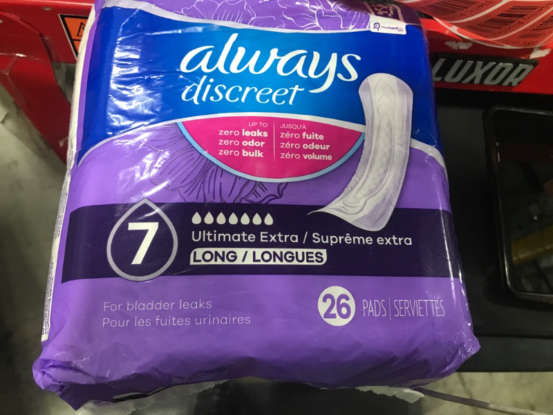 Photo 1 of Always Discreet Adult Incontinence Pads for Women, Ultimate Extra Absorbency, Long Length, Postpartum Pads,