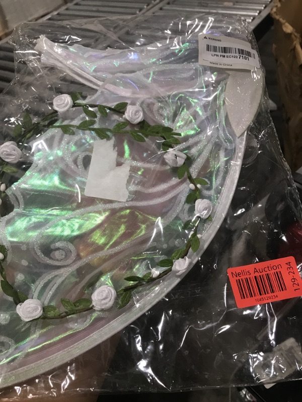 Photo 1 of U-Goforst Fairy Wings for Adults, Butterfly Wings for Girls Women, Halloween Costume Cosplay Dress Up, Sparkly Wings with Flower Crown and Glitter (White)