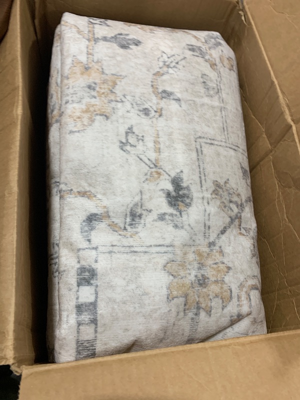 Photo 1 of GENIMO 8x10 Area Rugs for Living Room, Machine Washable Non Slip Vintage Rugs, Low Pile Lightweight Chenille Print Rug for Bedroom, Dining Room, Home Office, Light Taupe Brown