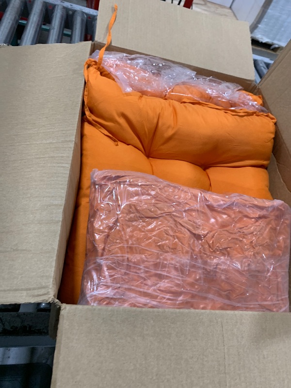 Photo 1 of Patio Seat Cushions Set of 1, Indoor Outdoor Furniture Cushions, Tufted Rocking Chair Cushion Pad, Orange