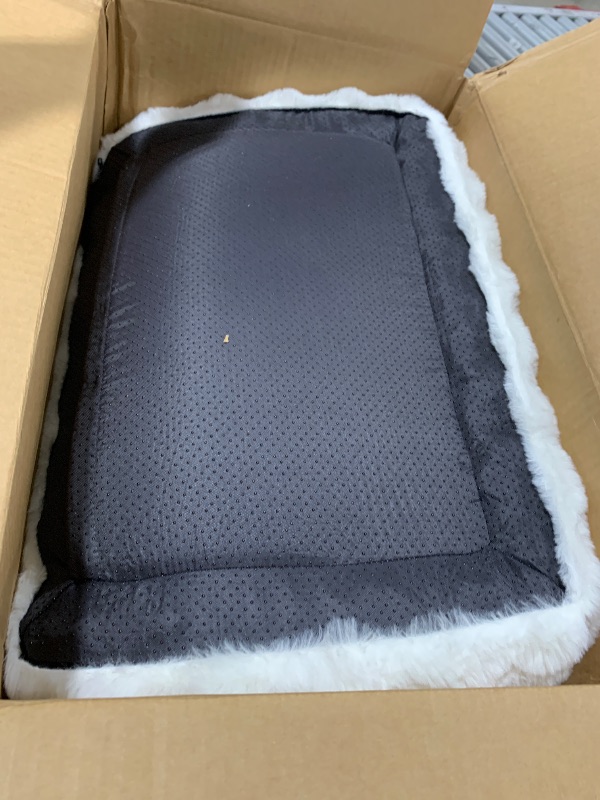 Photo 1 of ZOMISIA Orthopedic Cat Couch Bed for Indoor Cats, Cute Pet Sofa with Supportive Egg Foam, Fluffy Faux Fur Removable Washable Cover and Non-Slip Bottom, Ivory White
