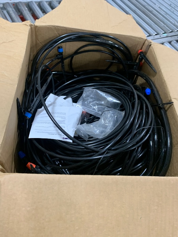 Photo 1 of 240FT Drip Irrigation System Kits - Automatic Garden Watering Sprinkler with 1/2 & 1/4 inch Tubing Hose Patio Misting Plant Irrigation Water Equipment Quick Connector for Greenhouse Flower Beds Lawn