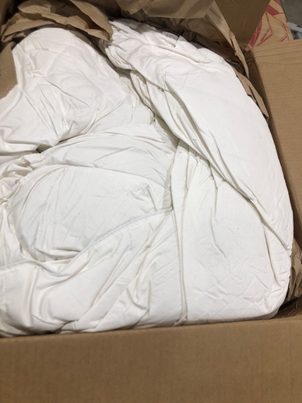 Photo 1 of BPC Heavyweight Organic Down Feather Fibers Comforter Oversized King for Winter, Hotel Luxury Extra Puffy Duvet Insert for Cold Weather/Sleepers, Ivory White, 120x98 Inches