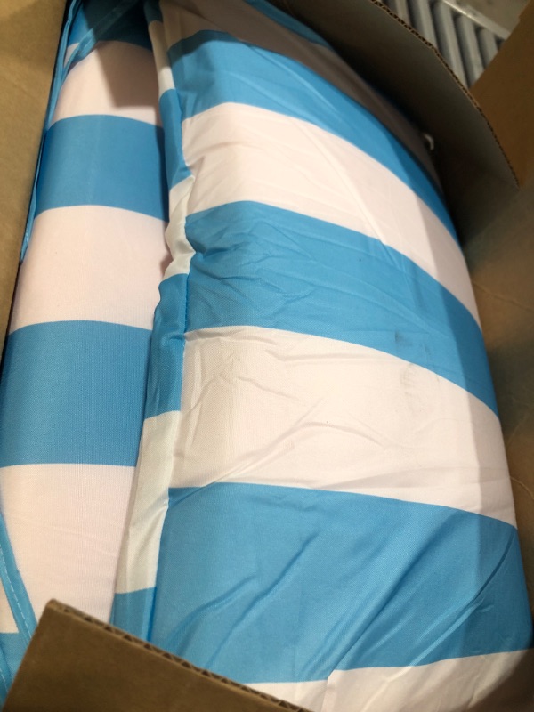 Photo 1 of SmoothNovelty 1 Pcs Indoor Outdoor Chaise Lounge Cushions Sponge Bench Outdoor Furniture Chaise Cushions Patio Chair Furniture Replacement (Sky Blue and White Stripes)