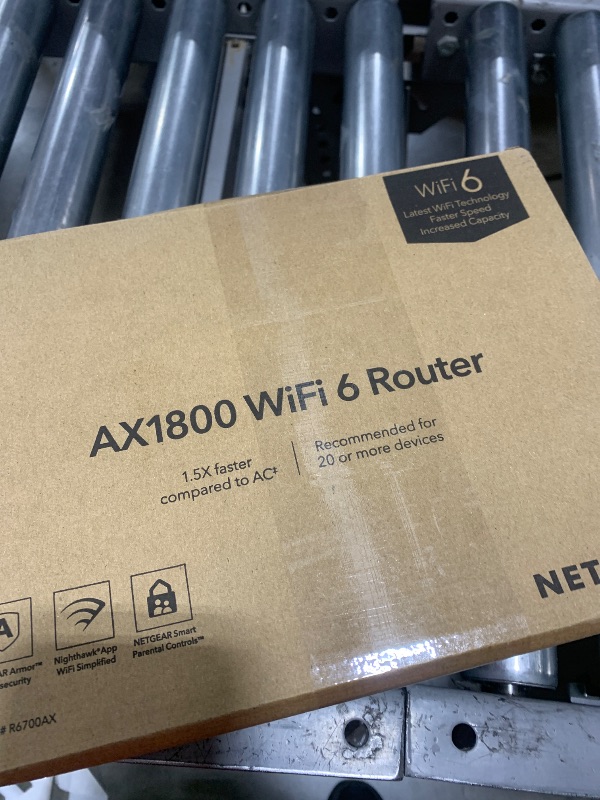 Photo 1 of NETGEAR 4-Stream WiFi 6 Router (R6700AX) – Security Features, AX1800 Wireless Speed (Up to 1.8 Gbps), Covers up to 1,500 sq. ft., 20 devices