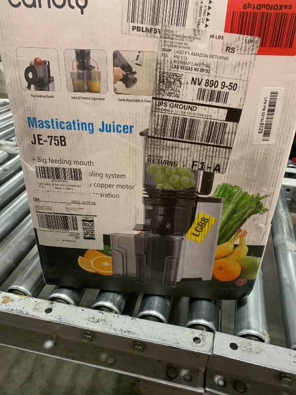 Photo 1 of Cold Press Juicer, 5.8" Wide Feed Chute Juice Extractor Machine with 400W, High Juice Yield, Slow Masticating Juicer for Whole Vegetables & Fruits, Metallic Silver