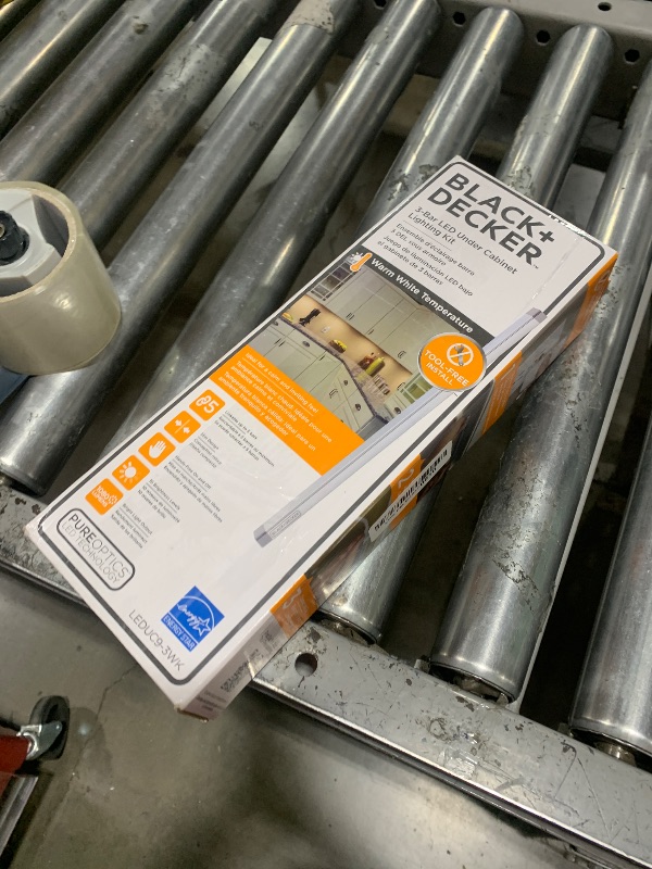Photo 1 of BLACK+DECKER LED Under Cabinet Lighting Kit, 3-Bars, 9 Inches Each, DIY Tool-Free Installation, Warm White, 2700K, 1080 Lumens, 15 Watts, Home Accent (LEDUC9-3WK)