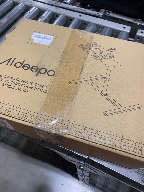 Photo 1 of Aldeepo Height Adjustable Rolling Laptop Cart?Swivel Tilt Laptop Desk?Computer Desk with Wheels and Foot Pads, Computer Stand for Home Office, Black