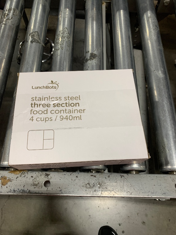Photo 1 of LunchBots Large Trio Stainless Steel Lunch Container -Three Section Design for Sandwich and Two Sides - Metal Bento Lunch Box - Eco-Friendly - Stainless Lid - Aqua Dots