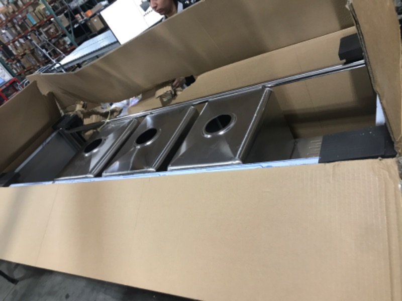 Photo 1 of YITAHOME Commercial Kitchen Bar Sink 3 Compartment Stainless Steel with Double Drainboard, NSF Prep Freestanding Large Utility Underbar Sink for Restaurant 60 x 19 x 32in