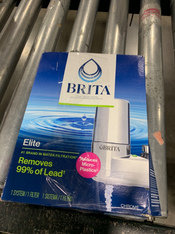 Photo 1 of Brita Faucet Mount Water Filter for Sink, Removes 99% of Lead, Elite Filtration System, Includes 1 Replacement Filter, Chrome
