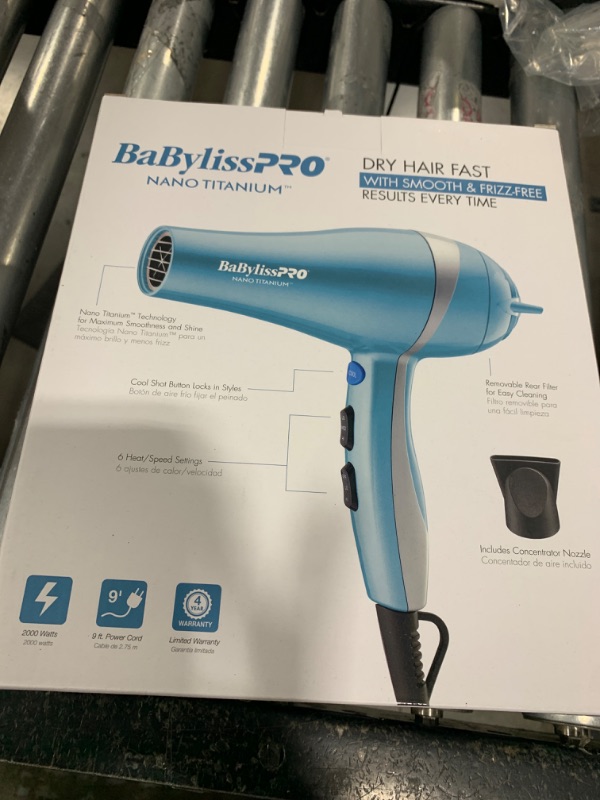 Photo 1 of BaBylissPRO Hair Dryer, Nano Titanium 2000-Watt Blow Dryer, Hair Styling Tools & Appliances, BNT5548