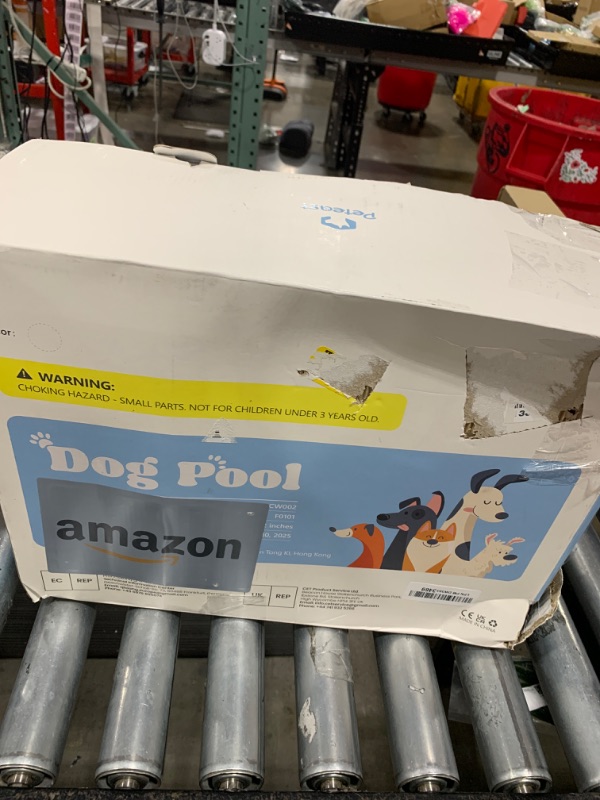 Photo 1 of Peteast Foldable Dog Kiddie Pool with Stable Side Support, Hard Plastic Shell Portable Dog Pool, Collapsible Swimming Pools for Pet and Kids, 64 in