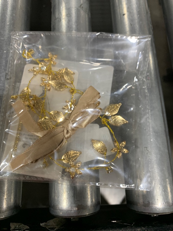 Photo 1 of Yean Bride Wedding Hair Vine Headband Gold Leaf Bridal Accessories for Women (Gold)