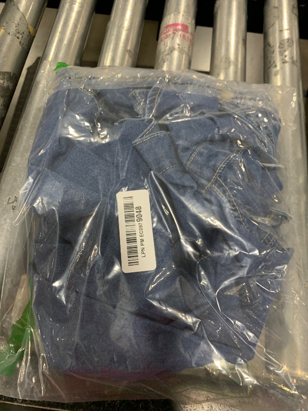 Photo 1 of Omoone Women's Oversized Mid Long Denim Jacket Jean Biker Coat(0199-Dark Blue-L)