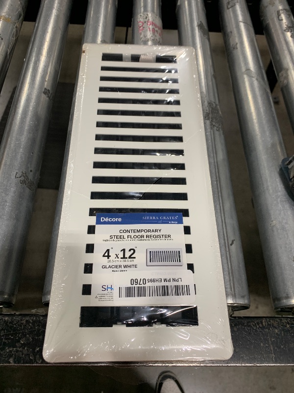 Photo 1 of Sierra Grates 4" x 12" Contemporary Design Steel Floor Register in Glacier White Finish for Floor l- Decorative Air Vent Covers- Floor Register 4” x 12”