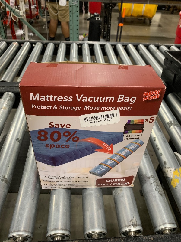 Photo 1 of Queen/Full/Full-XL Mattress Vacuum Bag for Moving and Storage, Vacuum Seal Compression Bag for Queen and Full Size Mattresses, Heavy Duty Mattress Bag for Storage, with Sealing Clip and 5 Straps
