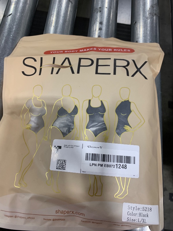 Photo 1 of SHAPERX Women's Shapewear Bodysuit Tummy Control Body Shaper Seamless Sculpting Snatched Waist Body Suit,SZ5218-2-Black-L/XL