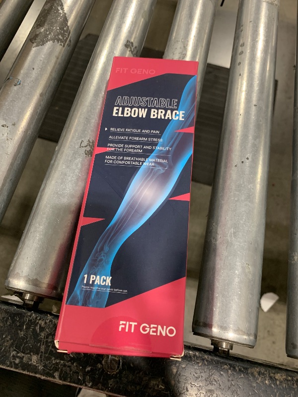 Photo 1 of Fit Geno Elbow Brace for Tennis & Golfer's Elbow: Adjustable Elbow Strap for Tendonitis Pain Relief with Compression Pad - Support for Sports Men and Women - M/L/XL (10''-15.5'', Plus, 1 Pack)