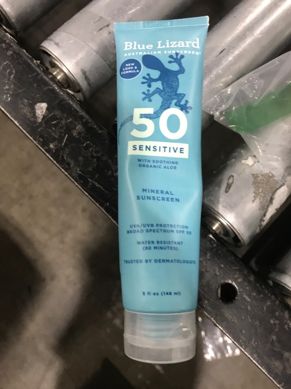 Photo 1 of BLUE LIZARD Sensitive Mineral Sunscreen with Zinc Oxide 50+ Water Resistant UVAUVB Protection with Smart Cap Technology Fragrance Free, Sensitve, SPF 50 - - Tube, Unscented, 5 Fl Oz