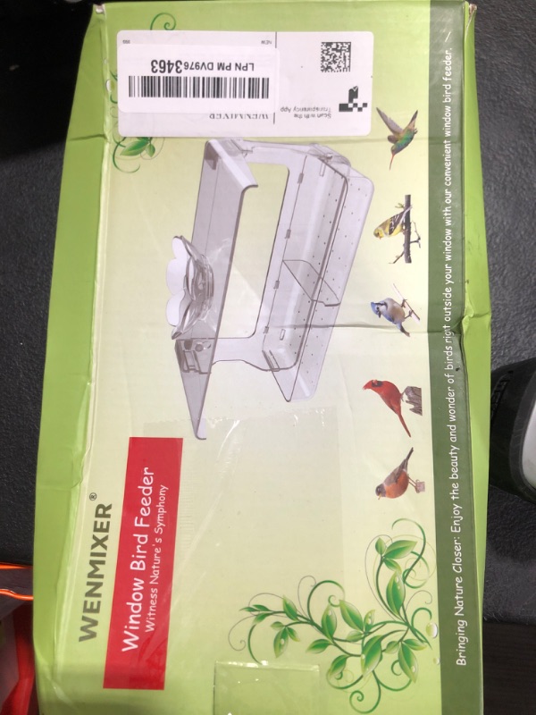Photo 1 of WENMIXER Window Bird Feeder with Non-Marking Self-Adhesive Hooks, Clear and Transparent, Outdoor Wild Bird Watching Gift, Garden Decor