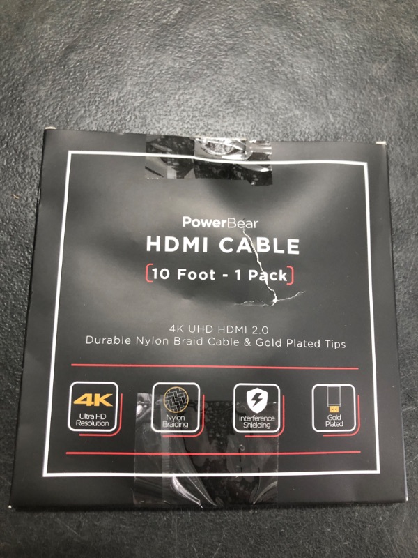 Photo 1 of PowerBear 4K HDMI Cable 10 ft | High Speed Hdmi Cables, Braided Nylon & Gold Connectors, 4K @ 60Hz, Ultra HD, 2K, 1080P, ARC & CL3 Rated | for Laptop, Monitor, PS5, PS4, Xbox One, Fire TV, & More