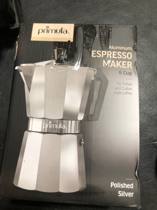 Photo 1 of Primula Classic Stovetop Espresso and Coffee Maker, Moka Pot for Italian and Cuban Café Brewing, Greca Coffee Maker, Cafeteras, 6 Espresso Cups, Silver